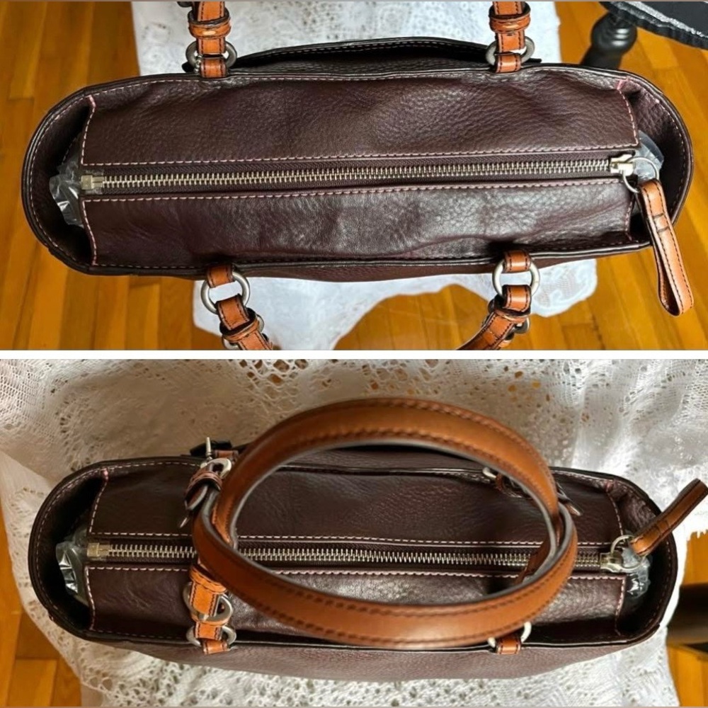 Coach Brown Leather Shoulder Bag with Tan Handles - Picture 10 of 16